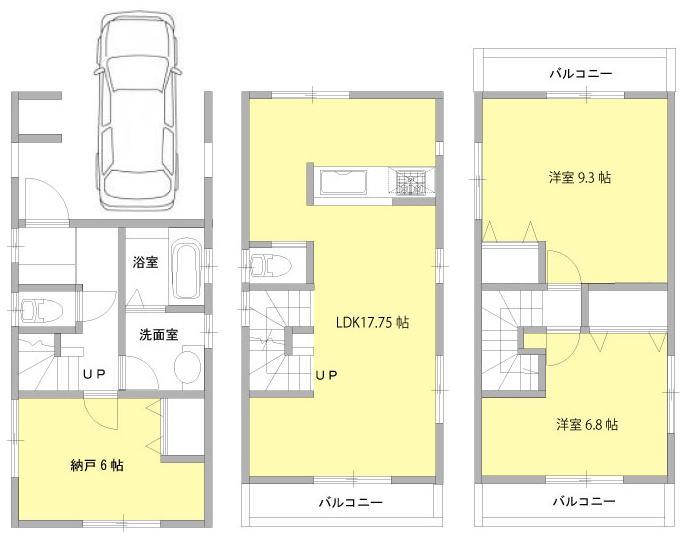 Floor plan. (11 Building), Price 60,800,000 yen, 2LDK+S, Land area 63.29 sq m , Building area 99.21 sq m
