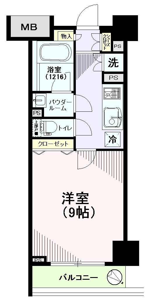 Floor plan. 1K, Price 20.8 million yen, Occupied area 26.79 sq m , Balcony area 3.3 sq m