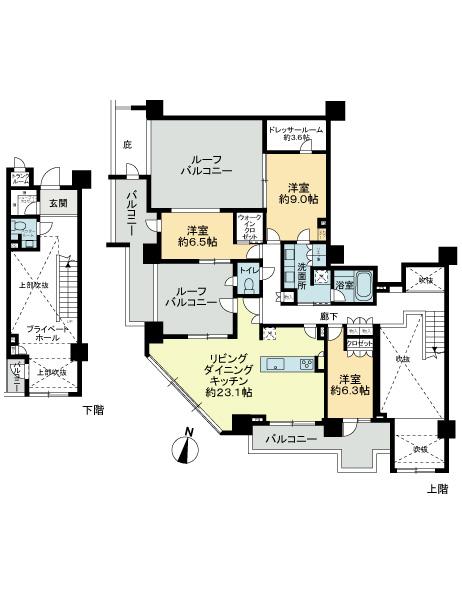 Floor plan. 3LDK, Price 178 million yen, Footprint 153.38 sq m , Balcony area 28.61 sq m 2013 December created