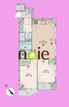 Floor plan. 2LDK, Price 29,800,000 yen, Occupied area 57.33 sq m , Balcony area 4.87 sq m   ■  ~ In fact, please check ~  ◆ New interior renovation Mansion ~ After-sales service with guarantee ~   ・ Panasonic  System kitchen  unit bus  ・ Washbasin with LIXIL made shower