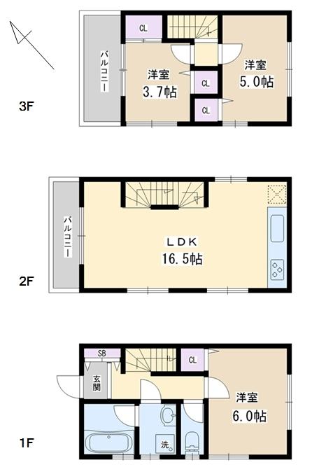 Building plan example (floor plan). Building price 14 million yen Building area 69.55  sq m