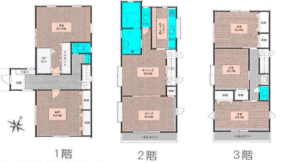 Floor plan. 88,800,000 yen, 5LDK, Land area 145.46 sq m , Building area 168.52 sq m