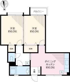 Floor plan. 2DK, Price 19,800,000 yen, Occupied area 38.44 sq m , Balcony area 2 sq m