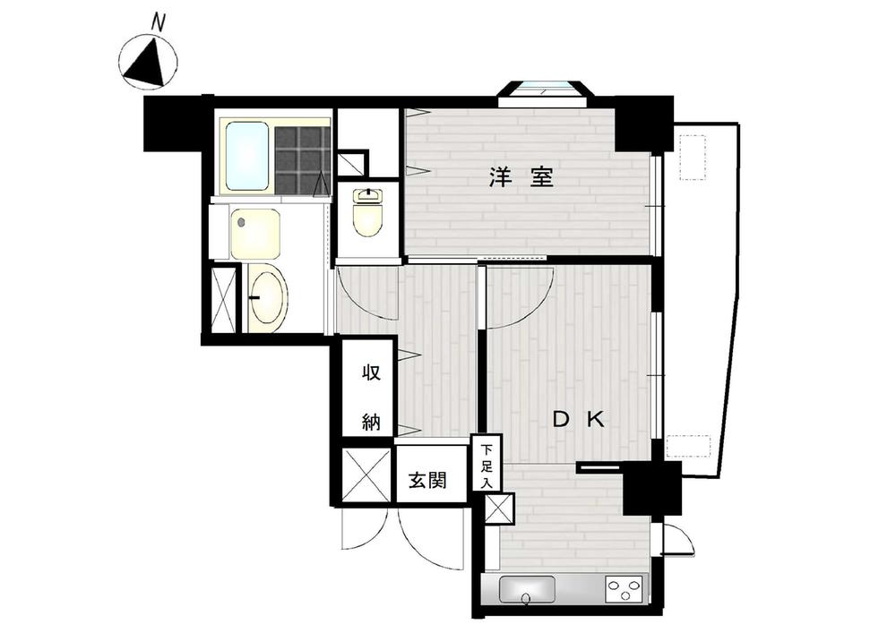 Floor plan. 1DK, Price 26 million yen, Footprint 37.7 sq m , Balcony area 5.59 sq m