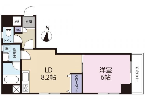 Floor plan. 1DK, Price 18,800,000 yen, Footprint 37 sq m , Balcony area 3.05 sq m