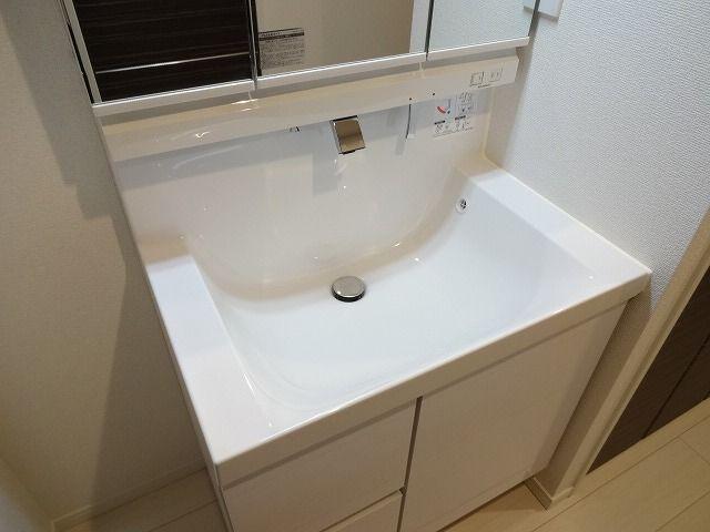 Wash basin, toilet. Bathroom vanity