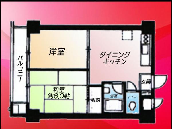 Floor plan. 2DK, Price 18.6 million yen, Occupied area 36.79 sq m , Balcony area 4.25 sq m