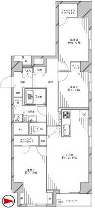 Floor plan. 3LDK, Price 39,800,000 yen, Occupied area 76.42 sq m , Balcony area 2.8 sq m