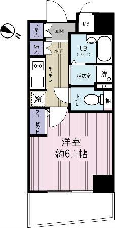 Floor plan. 1K, Price 16 million yen, Occupied area 22.54 sq m , Balcony area 4.22 sq m