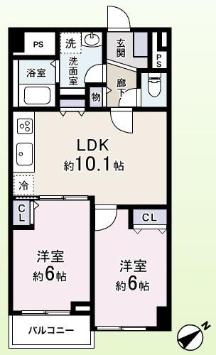 Floor plan. 2LDK, Price 24,800,000 yen, Occupied area 49.63 sq m , Balcony area 3.04 sq m new interior renovation dwelling unit ☆