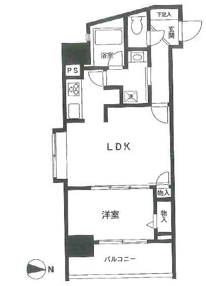 Floor plan. 1K, Price 33,800,000 yen, Occupied area 41.07 sq m , Balcony area 5.82 sq m
