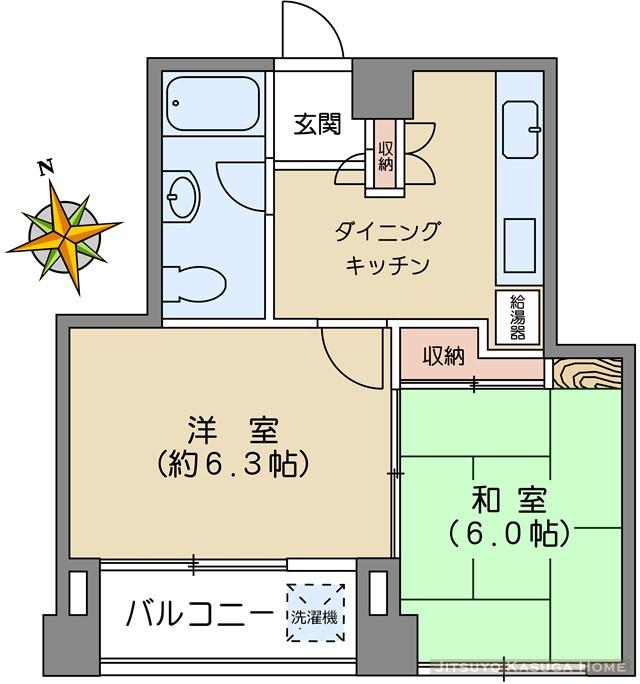 Floor plan. 2DK, Price 19,800,000 yen, Occupied area 36.22 sq m , Balcony area 4.66 sq m
