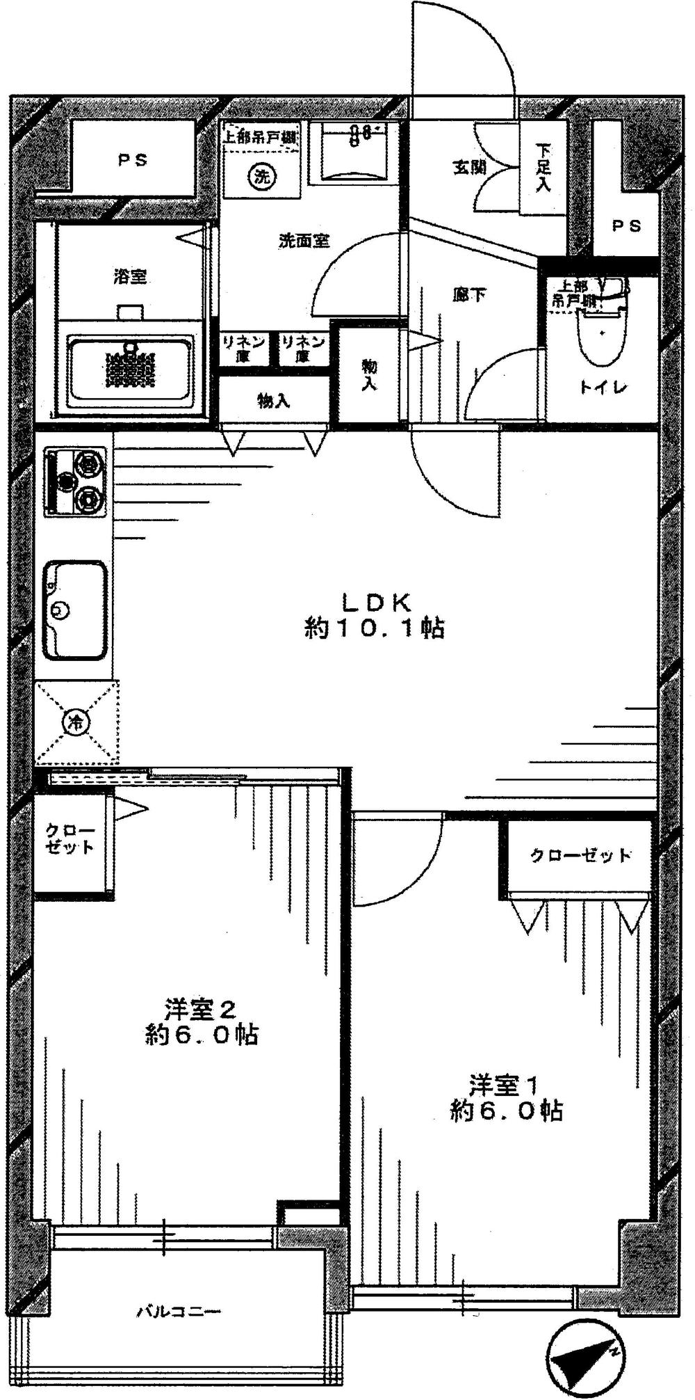 Floor plan. 2LDK, Price 24,800,000 yen, Occupied area 49.63 sq m , Balcony area 3.04 sq m