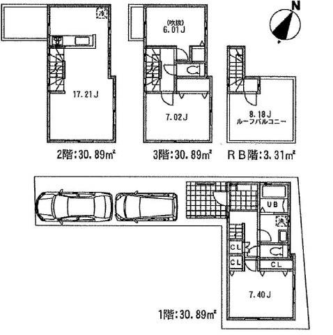 Floor plan. 75,800,000 yen, 1LDK + 2S (storeroom), Land area 79.06 sq m , Building area 95.98 sq m