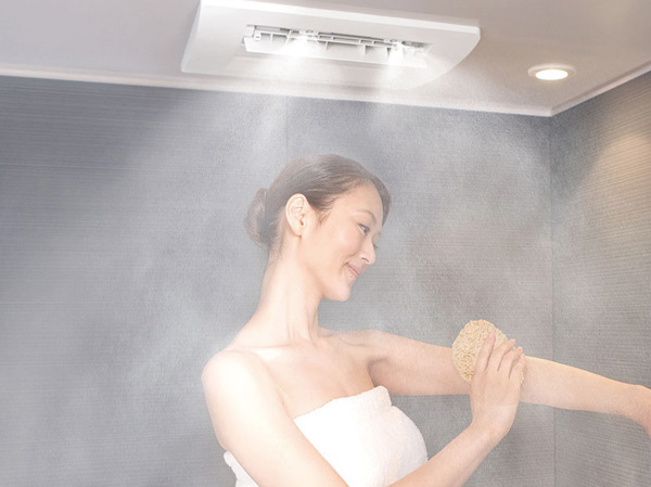 Bathing-wash room.  [Mist sauna function with bathroom heating dryer] In effect of hyperthermia, About twice the amount of perspiration is full bath. Warm mist enveloped the whole body, Warm the body from the core in about 10 minutes. Also, In drying function, You can dry the laundry in a rainy day or at night. further, In ventilatory function, Also effective in preventing the occurrence of mold. (Same specifications)