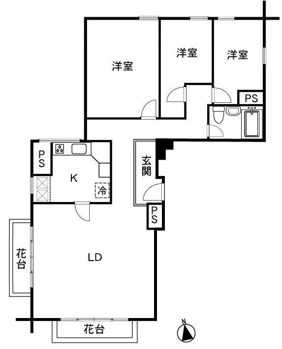 Floor plan. 3LDK, Price 49,800,000 yen, Occupied area 97.44 sq m