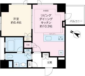 Floor plan. 1LDK, Price 32,900,000 yen, Occupied area 41.33 sq m , Balcony area 4 sq m