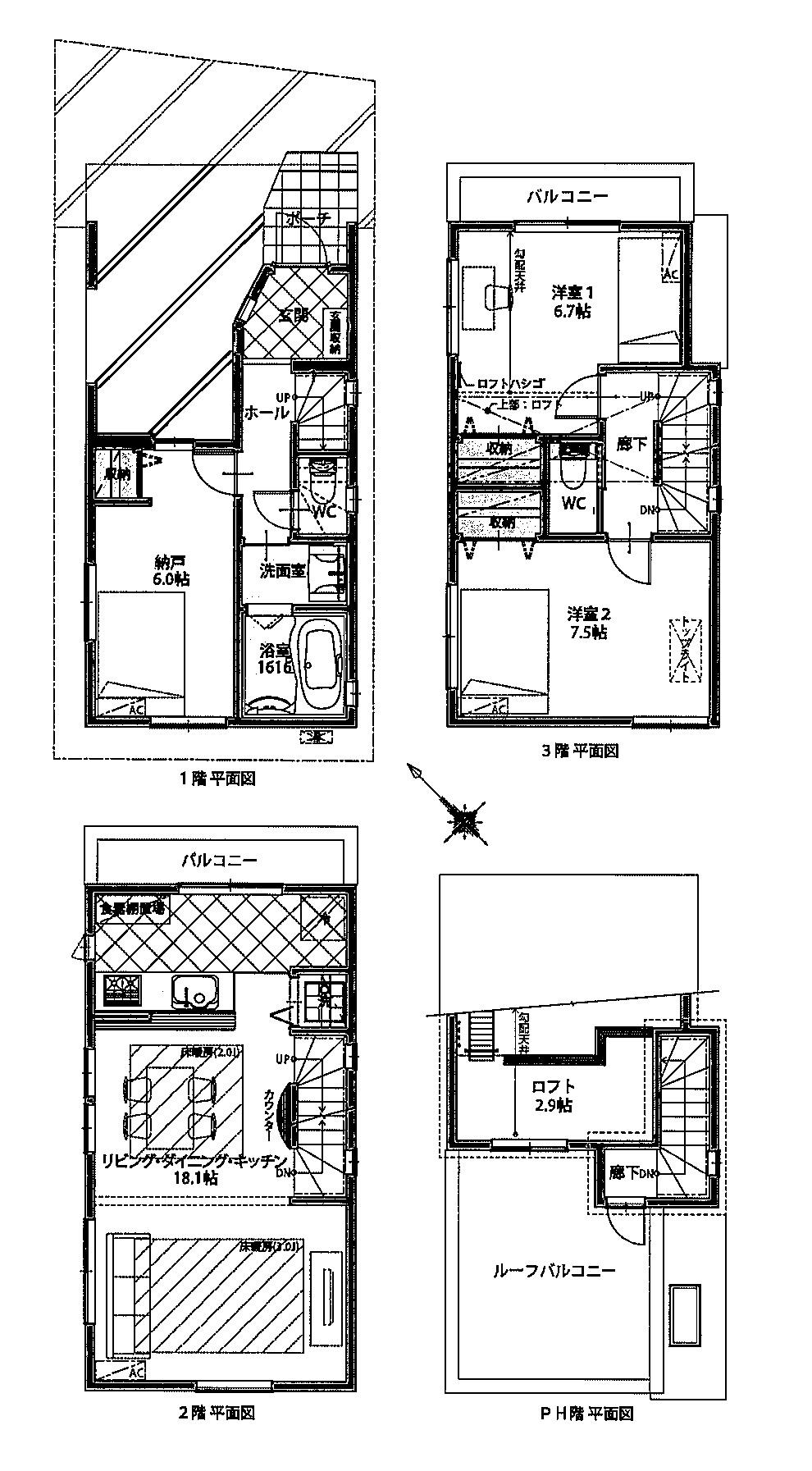 Floor plan. 58,800,000 yen, 3LDK, Land area 58.03 sq m , Building area 101.5 sq m