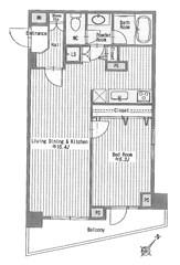 Floor plan. 1LDK, Price 31,800,000 yen, Occupied area 44.34 sq m , Balcony area 4.05 sq m
