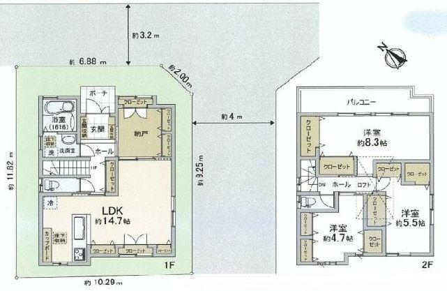 Floor plan. 74,900,000 yen, 3LDK + S (storeroom), Land area 120.09 sq m , Building area 98.53 sq m