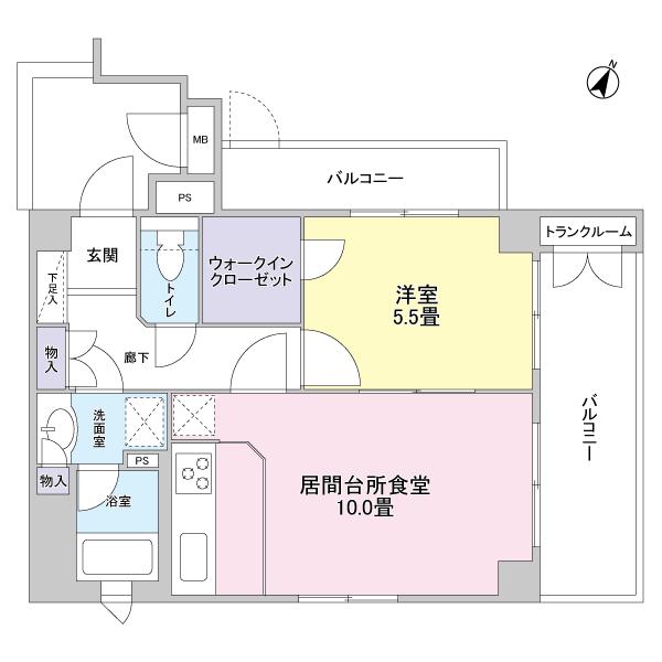 Floor plan. 1LDK, Price 33 million yen, Occupied area 43.21 sq m , Balcony area 11.86 sq m