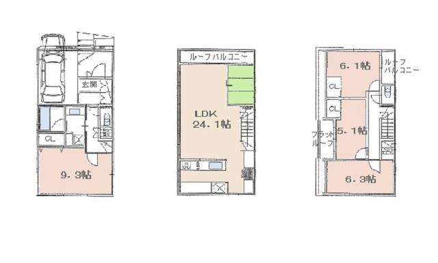 Building plan example (floor plan). Building plan example (4LDK) building area 121.34 sq m