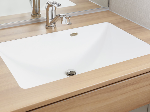 Bathing-wash room. High Square type wash bowl and sharp counter designability