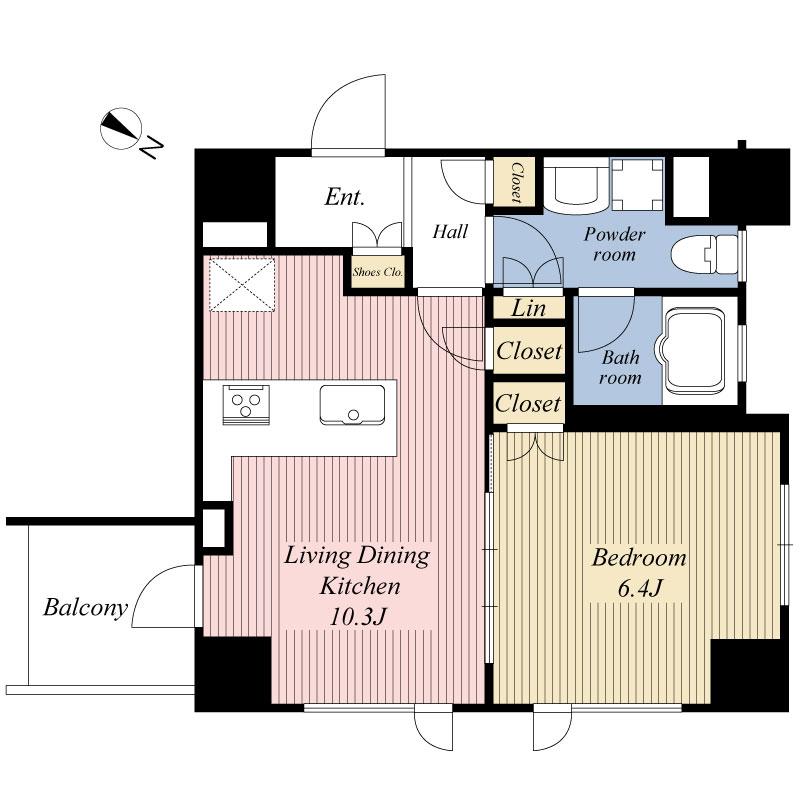 Floor plan. 1LDK, Price 32,900,000 yen, Occupied area 41.33 sq m