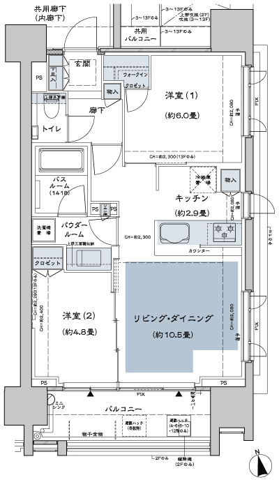 Floor: 2LD ・ K + WIC (walk-in closet), the area occupied: 54.6 sq m, Price: TBD