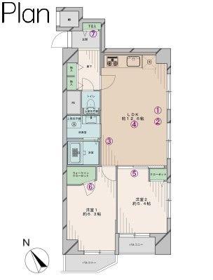 Floor plan. 2LDK, Price 29,800,000 yen, Occupied area 57.33 sq m , Balcony area 4.87 sq m of Mato