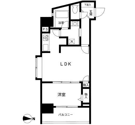 Floor plan. 1LDK, Price 34,800,000 yen, Occupied area 41.07 sq m , Balcony area 6.82 sq m