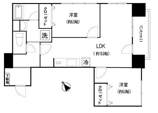 Floor plan. 2LDK, Price 23.8 million yen, Occupied area 49.97 sq m