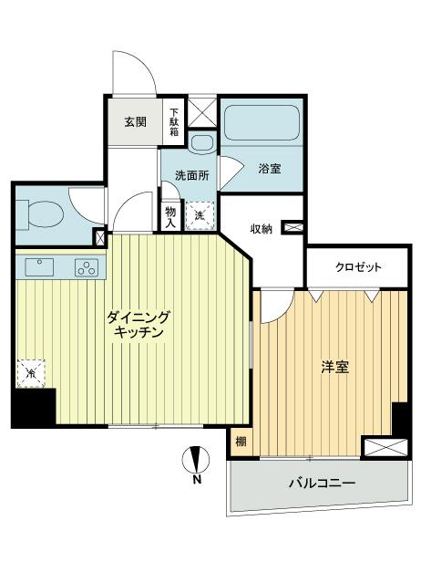Floor plan. 1DK, Price 29,800,000 yen, Occupied area 33.67 sq m , Balcony area 3.8 sq m