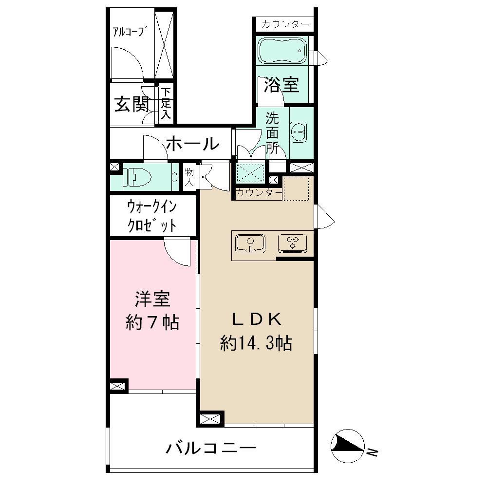 Floor plan. 1LDK, Price 56,800,000 yen, Occupied area 55.32 sq m , Balcony area 9.02 sq m