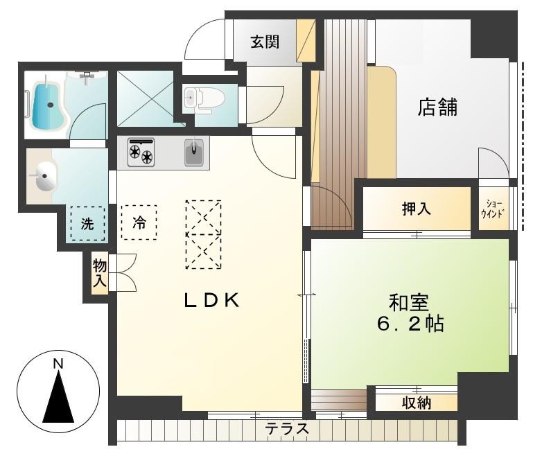 Floor plan. 1LDK + S (storeroom), Price 29,800,000 yen, Occupied area 51.65 sq m   ◆ The property is ordered and store combination housing in apartment 1 floor. It is also possible to change the residence specification the store part in buyer-like expense.
