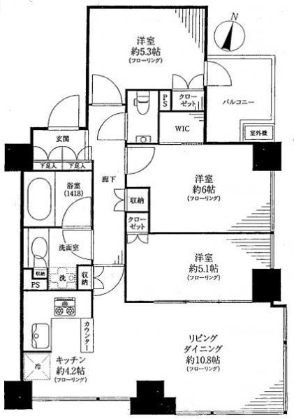 Floor plan. 3LDK, Price 74,800,000 yen, Occupied area 70.42 sq m , Balcony area 3.94 sq m