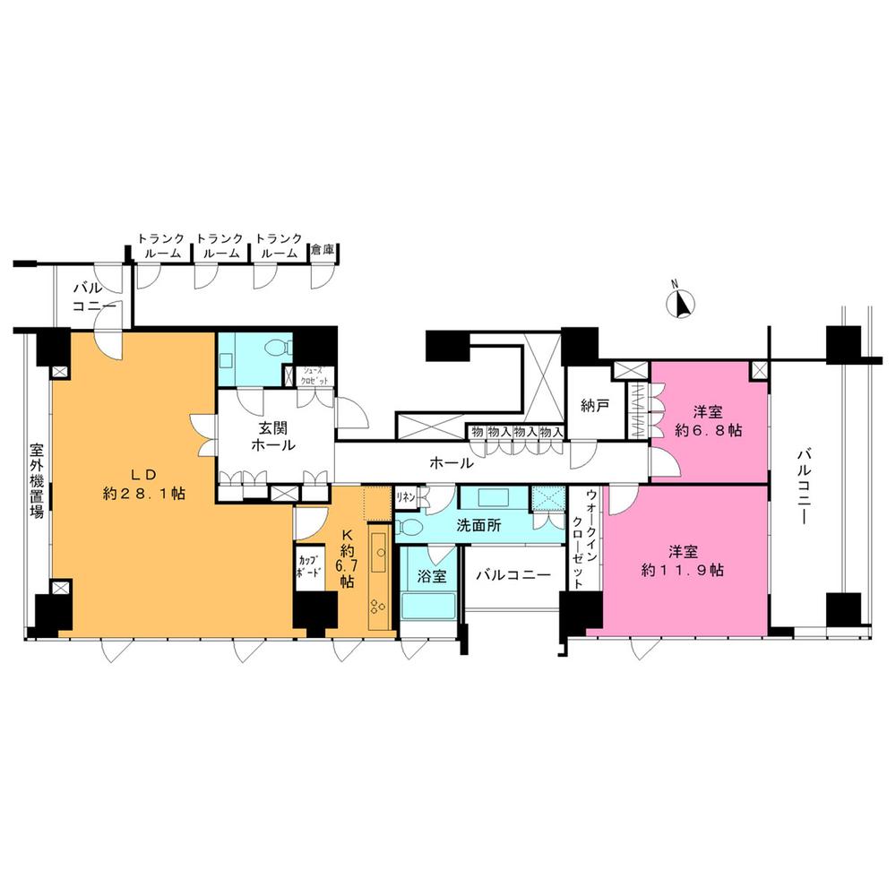 Floor plan. 2LDK, Price 244 million yen, Footprint 135.89 sq m , Balcony area 19.67 sq m 17 floor 3LDK