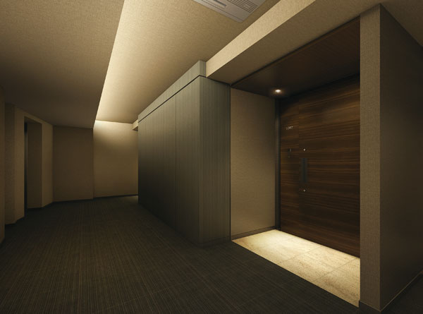Shared facilities.  [Inner hallway] Approach toward each dwelling unit is in the inner corridor method, such as a hotel, To protect the inside of the private peace. 1 because it is made of only the floor 3 House, Each floor both, Calm tranquility is felt of further private residence space. (Rendering)