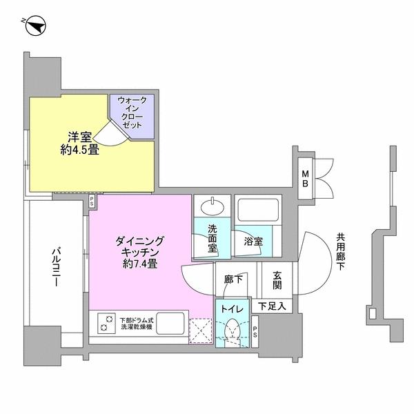 Floor plan. 1DK, Price 24,800,000 yen, Occupied area 30.25 sq m , Balcony area 6.33 sq m