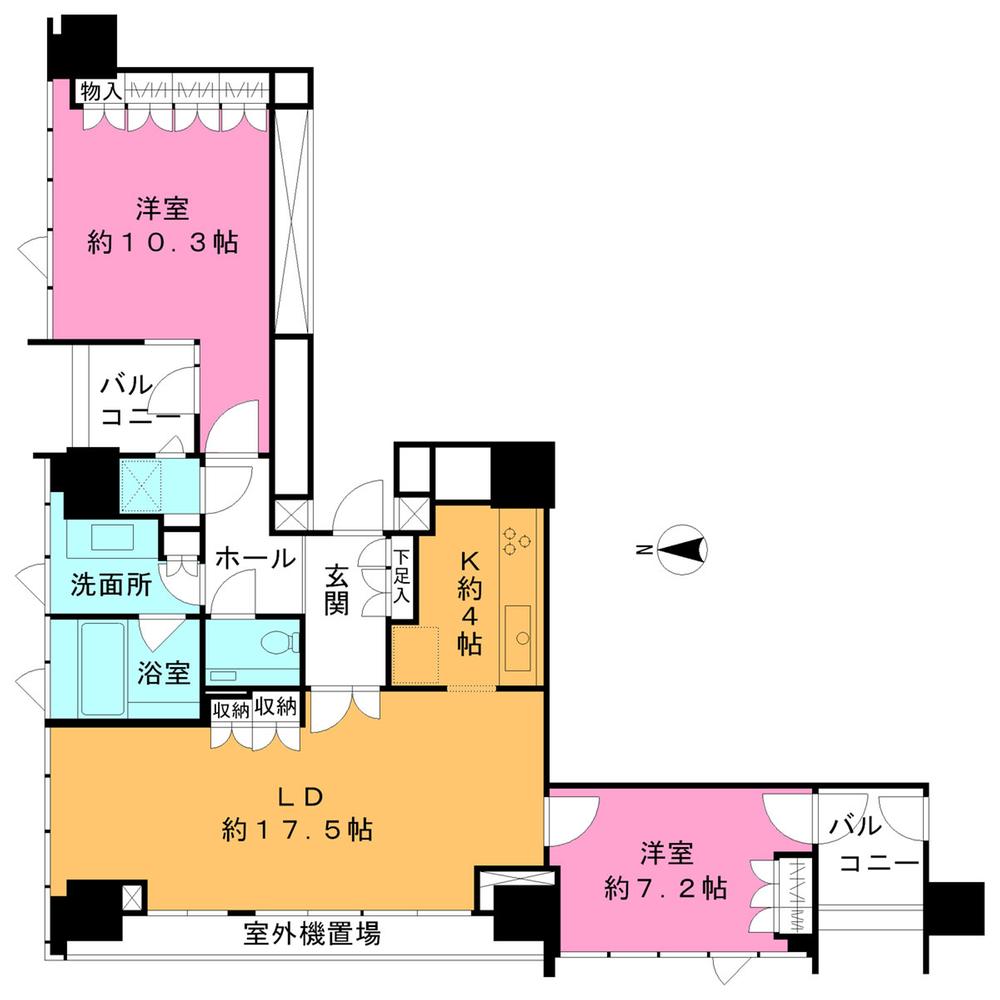 Floor plan. 3LDK, Price 126 million yen, Occupied area 90.73 sq m , Balcony area 3.74 sq m 19 floor 3LDK