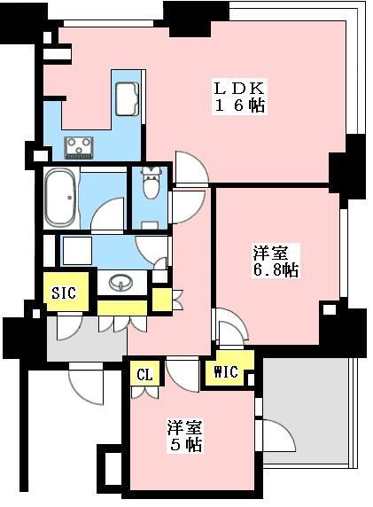 Floor plan. 2LDK, Price 79,800,000 yen, Occupied area 65.07 sq m , Balcony area 4.1 sq m