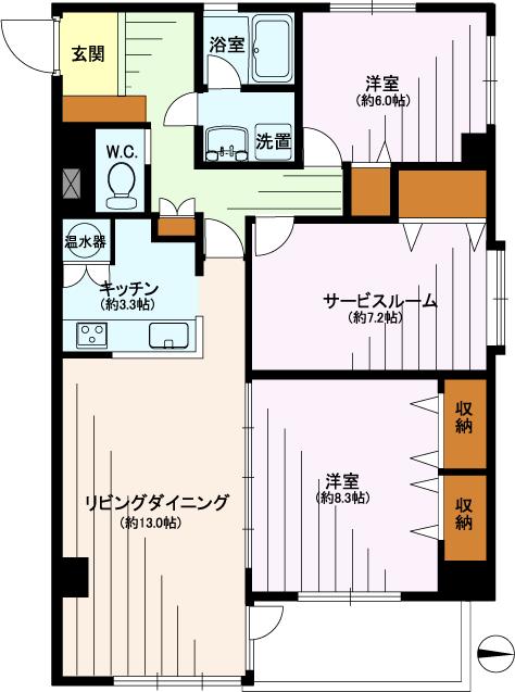 Floor plan. 2LDK + S (storeroom), Price 56,800,000 yen, Occupied area 86.55 sq m , Balcony area 6 sq m interior full renovation