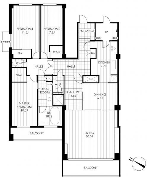 Floor plan. 3LDK, Price 100 million 72.5 million yen, The area occupied 172.5 sq m , Balcony area 22.41 sq m