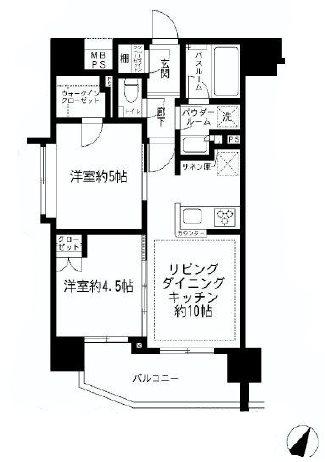 Floor plan. 2LDK, Price 47,800,000 yen, Occupied area 45.13 sq m , Balcony area 7.32 sq m Guroberuza ・ Station Aqueduct Floor plan