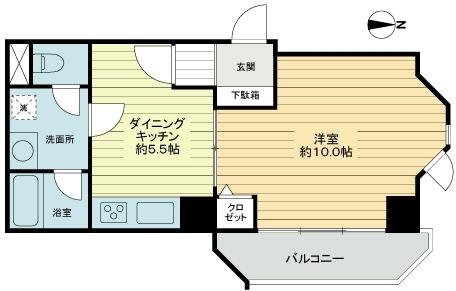 Floor plan. 1DK, Price 24,800,000 yen, Footprint 37.5 sq m , Balcony area 5.18 sq m
