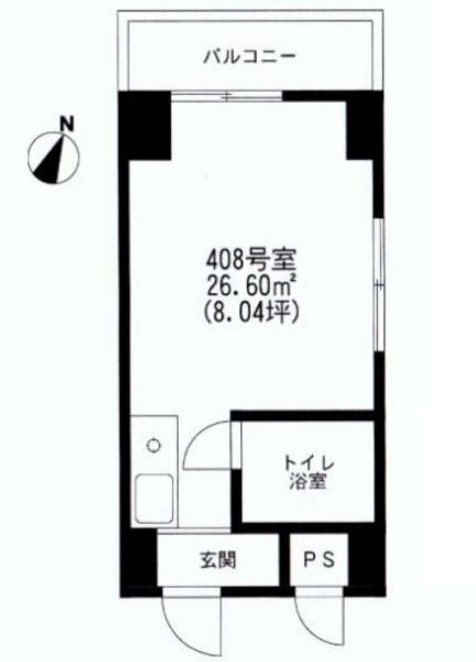 Floor plan. Price 18,800,000 yen, Footprint 26.6 sq m , Balcony area 4.94 sq m