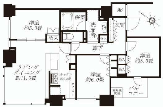Floor plan. 3LDK, Price 84,800,000 yen, Occupied area 71.61 sq m , Balcony area 4.1 sq m