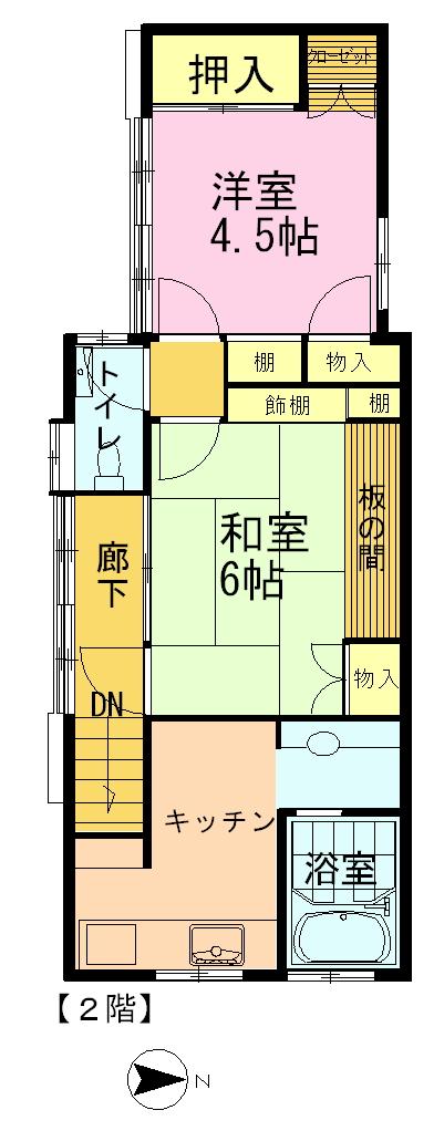 Floor plan. 69,800,000 yen, 2KK + S (storeroom), Land area 70.48 sq m , Building area 63.44 sq m 2 floor Floor Plan