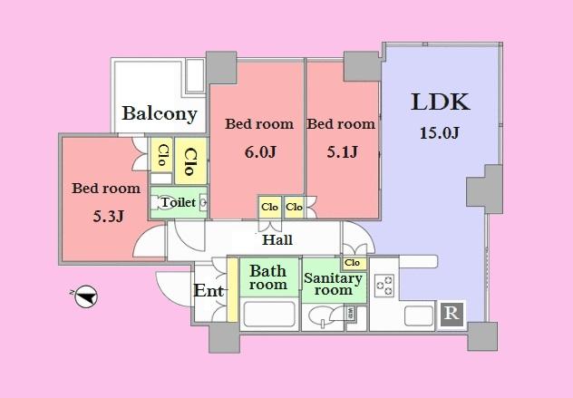 Floor plan. 3LDK, Price 74,800,000 yen, Occupied area 70.42 sq m , Balcony area 3.94 sq m