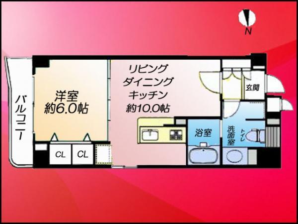 Floor plan. 1DK, Price 30 million yen, Occupied area 40.01 sq m , Balcony area 4.54 sq m